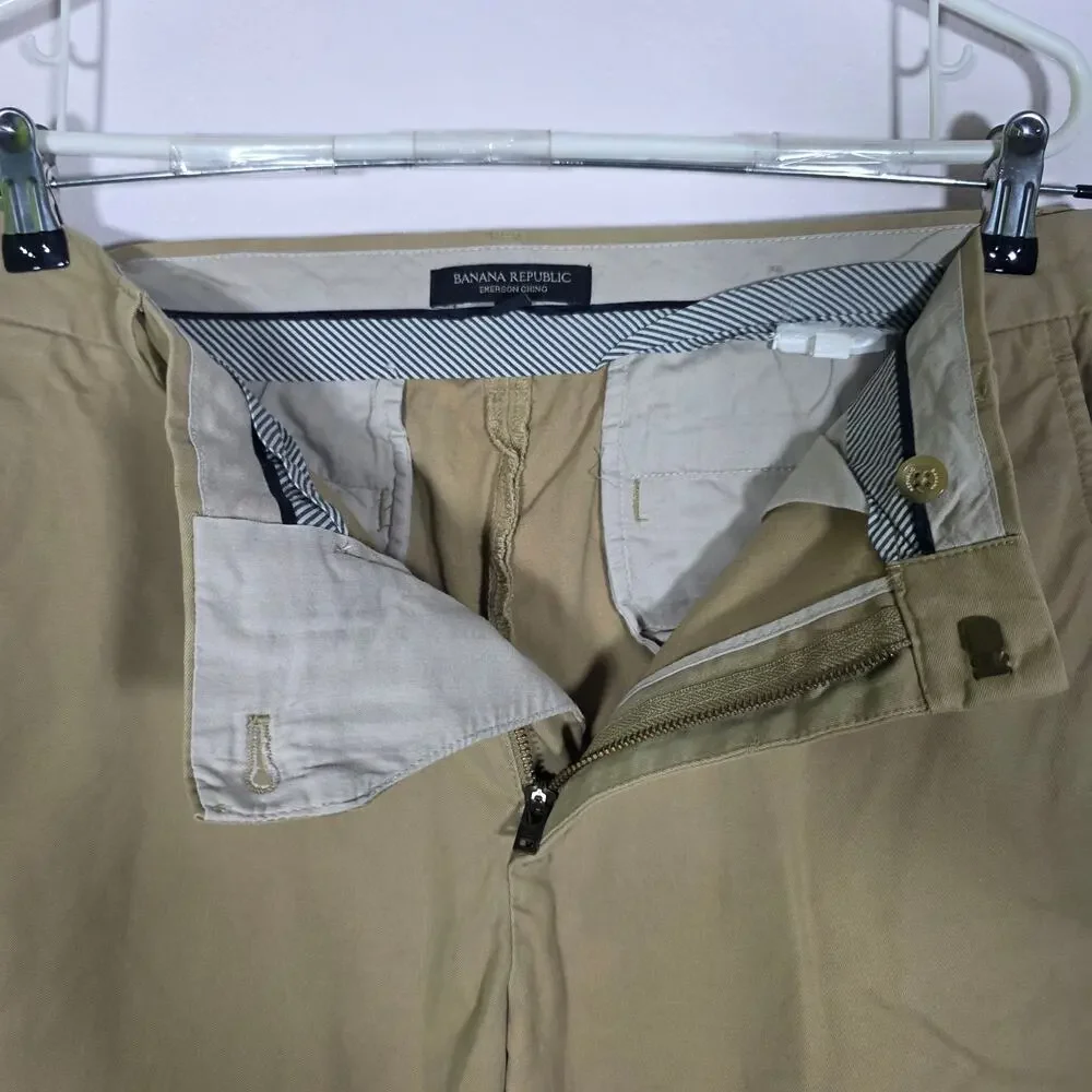 Banana Republic Emerson Chino Khaki Pants 100% Cotton Mens 33x32